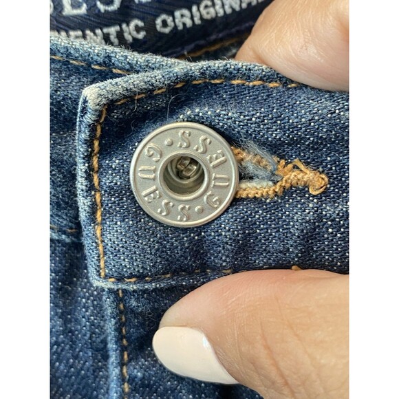 Vtg Y2K GUESS JEANS Denim Skirt Women's Sz 29 Blue Pencil Front Slit High Waist - Picture 5 of 9